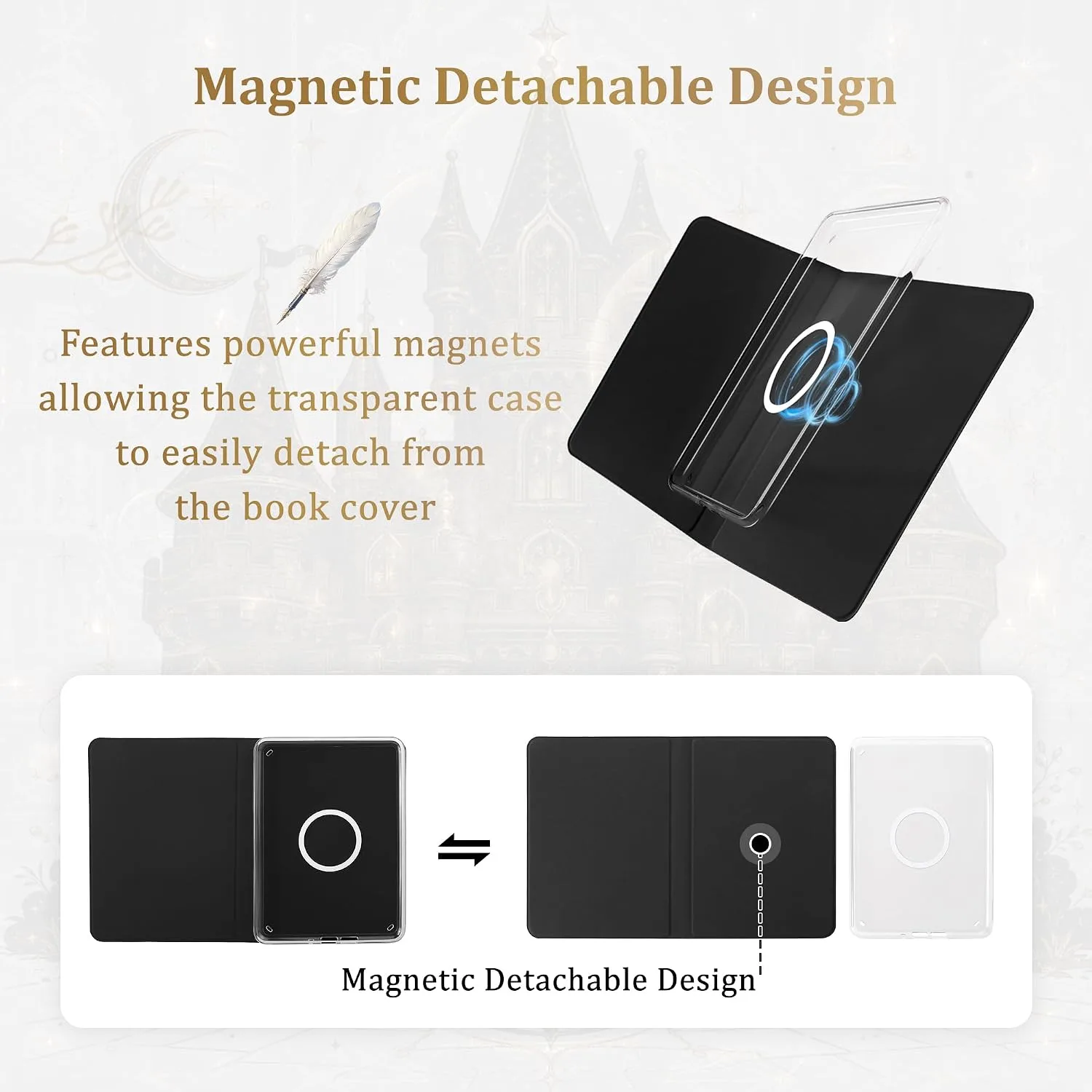Magnetic Book Cover Case for 7'' Kindle Paperwhite & Colorsoft