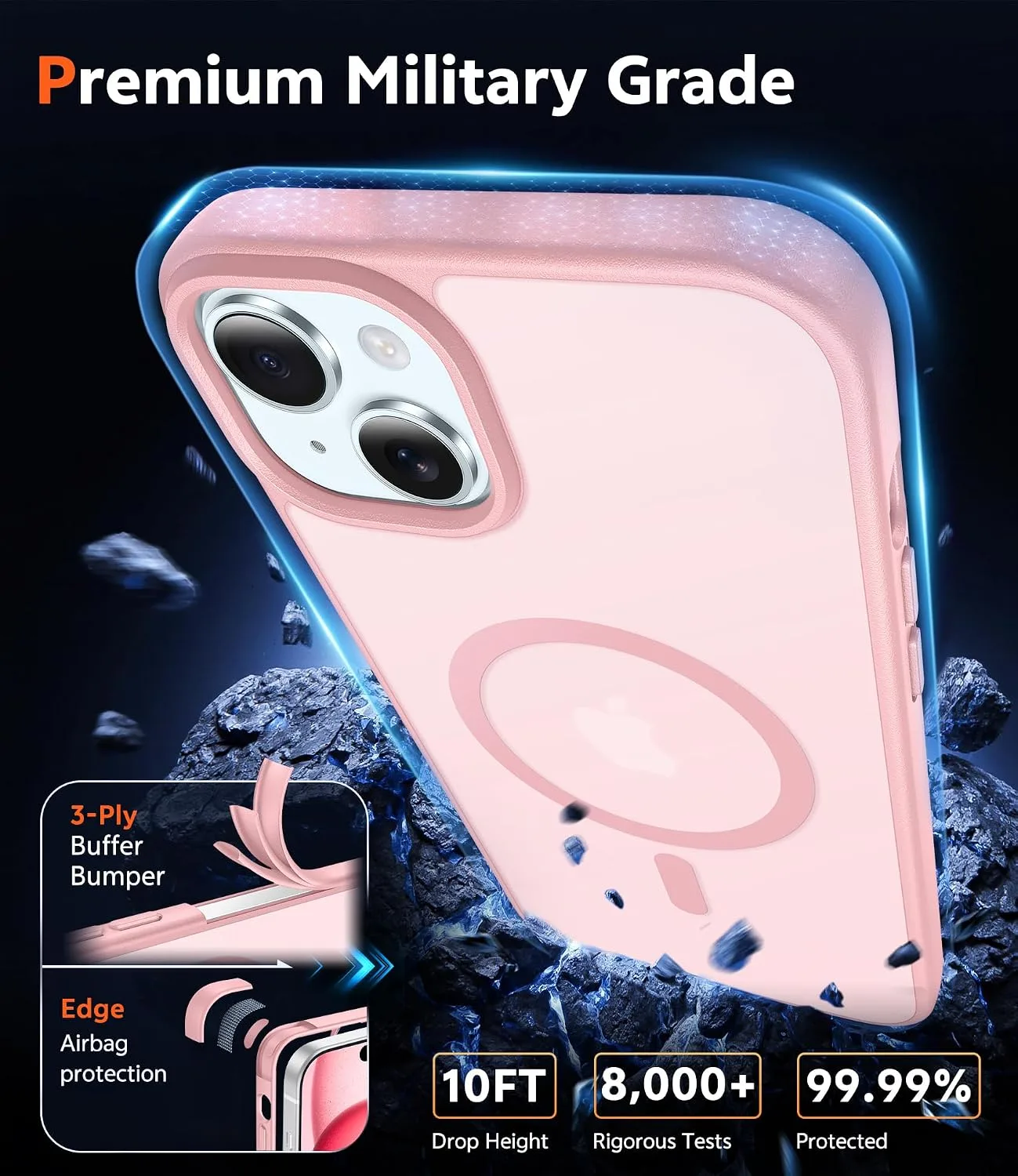 FNTCASE for iPhone 15 Plus Case Matte Magnetic with Screen Protector