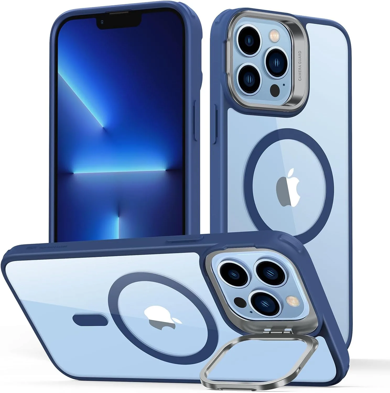 ESR Classic Hybrid for iPhone 13 Pro Max Case with Flex Stand, Clear Blue