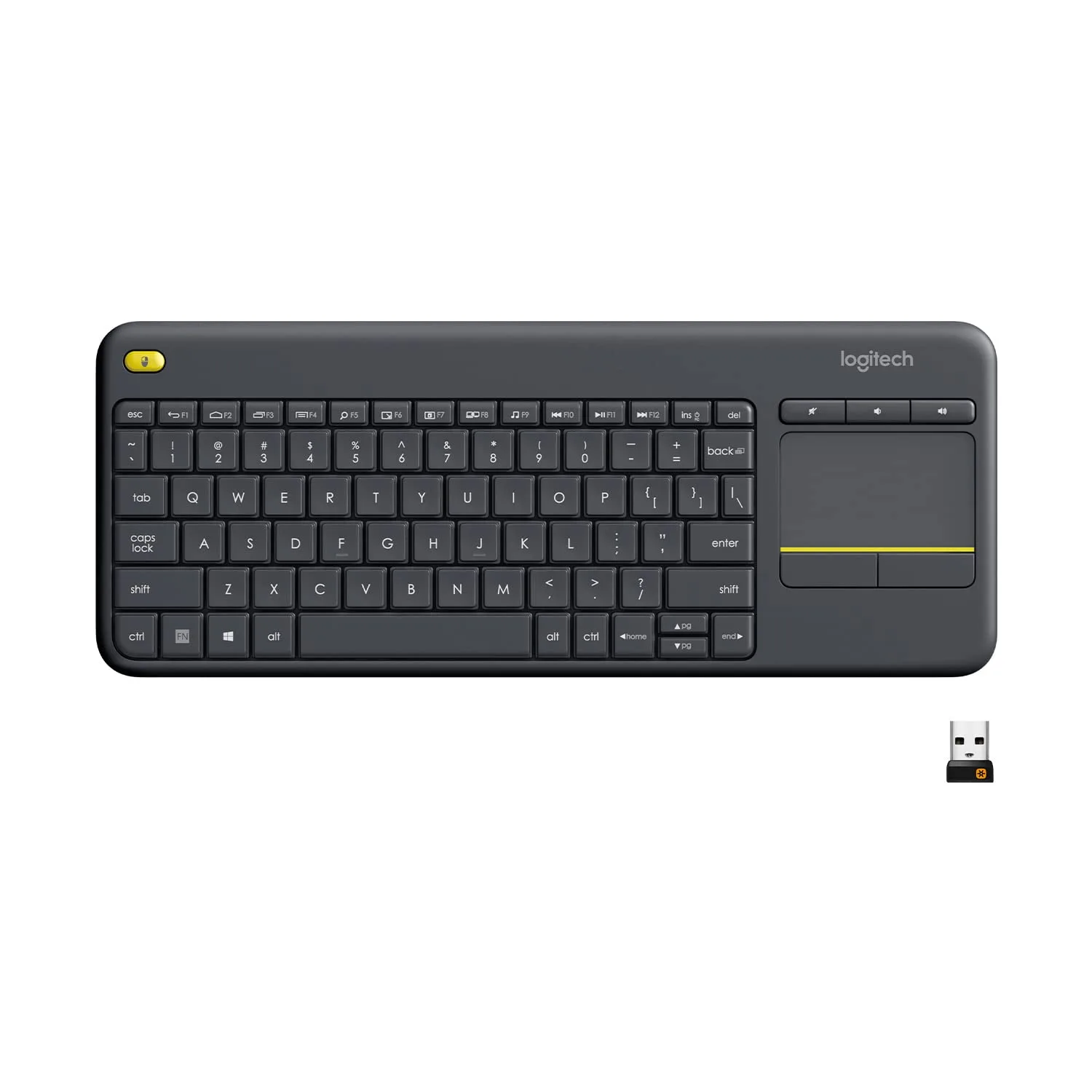Logitech K400 Plus Wireless Touch TV Keyboard for PC-Connected TV - Black