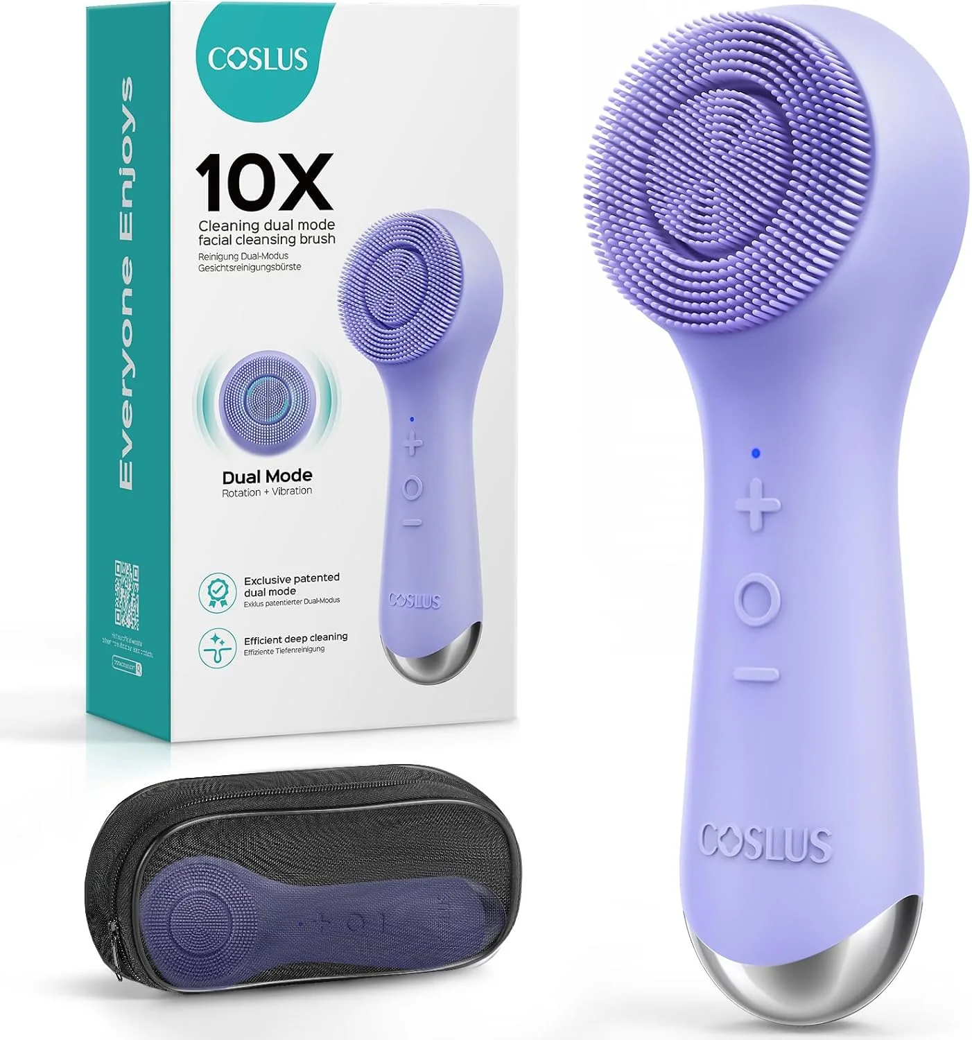 COSLUS FBS03 Face Scrubber Facial Cleansing Brush, Patented Design, Purple