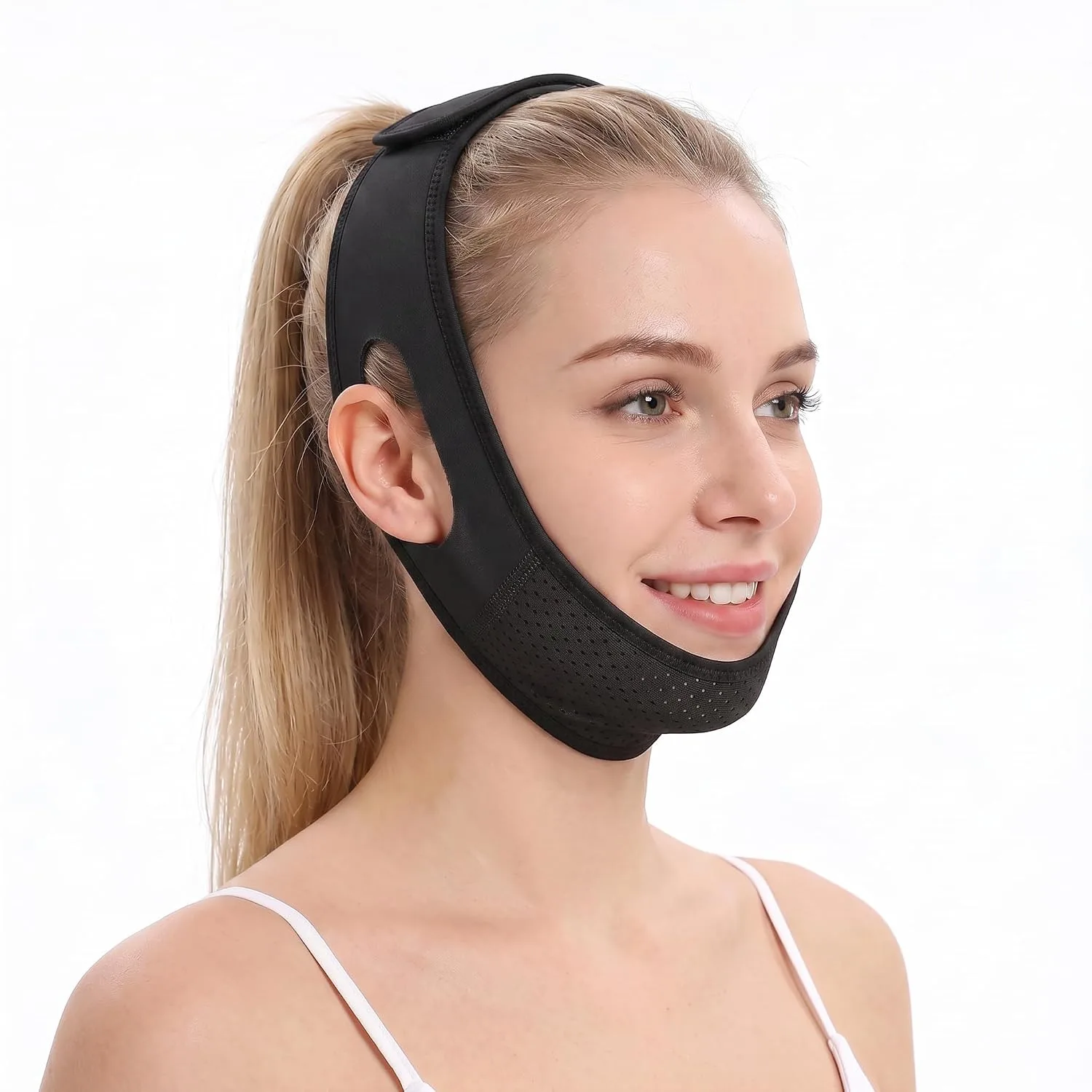 Reusable V Line Lifting Mask for Double Chin Reducer,chin strap for sleeping,jaw exerciser,Face Lift Belt Prevent Sagging,Black