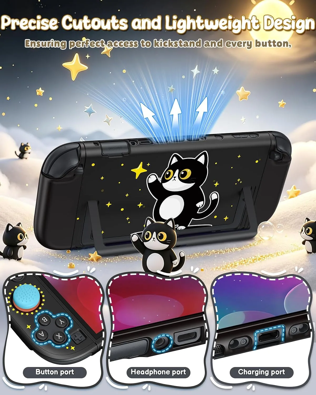 Switch 2 Cute Case,FYOUNG Dockable Cute Cat Hard Shell Cover for Nintendo 2