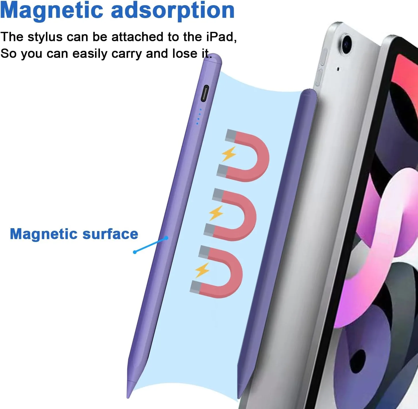 DOGAIN A8 Stylus Pen for iPad 2018-2026, Fast Charge, Palm Rejection-Purple