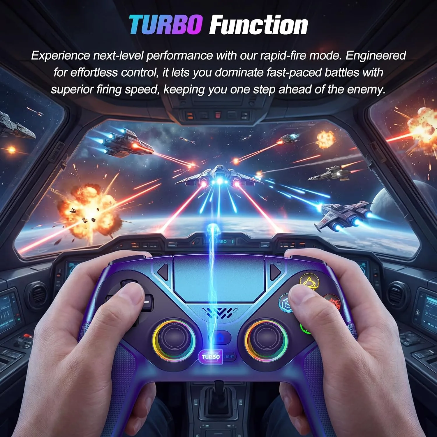 Gamrombo RGB Wireless Controller for PS5/PC – Bluetooth Gamepad with Turbo, Macro, Dual Vibration, 6-Axis Motion, 3.5mm Audio Jack & 1000mAh Battery