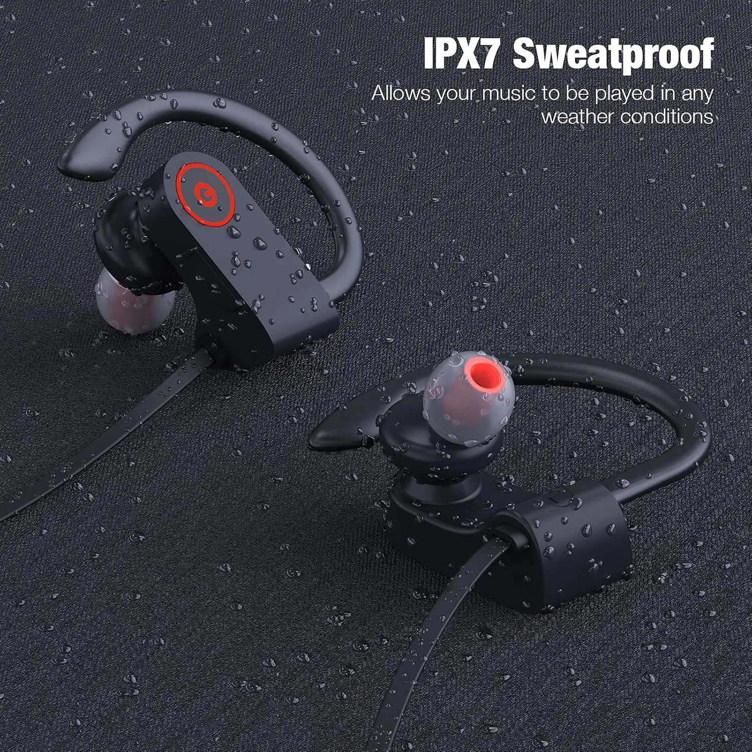 Boean Wireless Sport Headphones with IPX7 Waterproof Bluetooth V5.3, HD Bass+ Sound, 15H Playtime, Sound Isolation