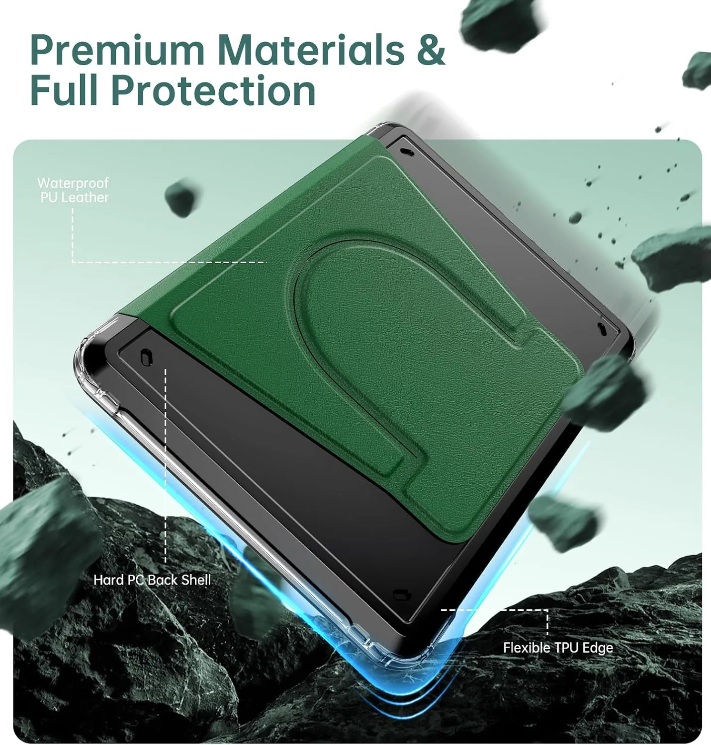 MoKo 360°Rotating Detachable Case for 7" eBook Reader, Lotus Leaf Green