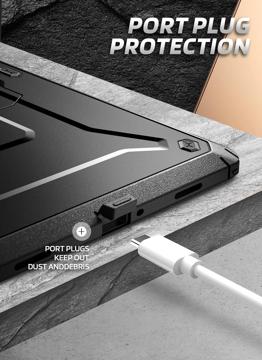SUPCASE for Samsung Galaxy Tab A11+ Plus Case with Screen Protector, Black