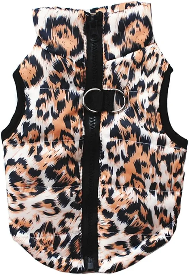 Chaleco Impermeable Waterproof Windproof para Perros Pequeños Leopard Talla L