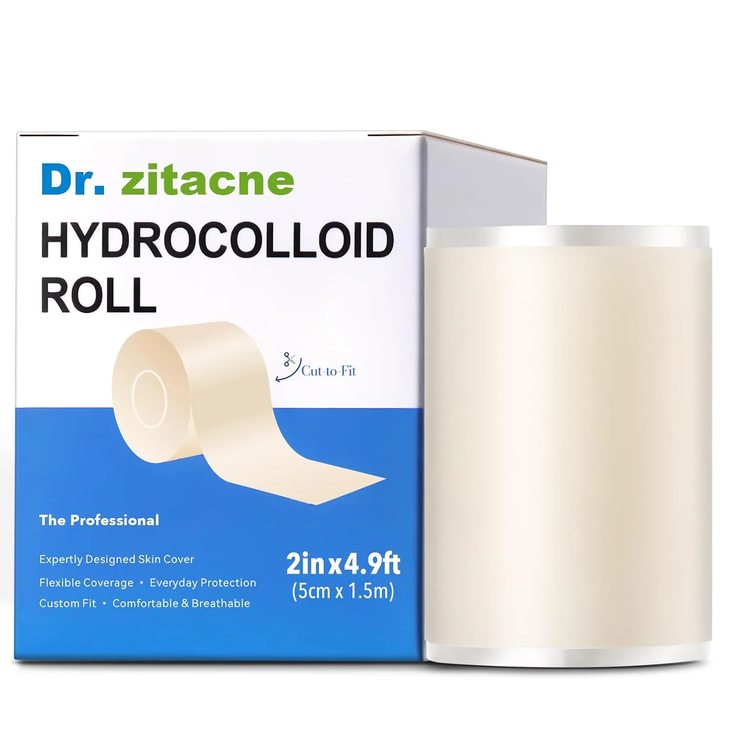 Pimple Patch Hydrocolloid Roll, Cut-to-Size Suit Various Blemishes, Waterproof, Ultra Absorbent, Flexible, Clean & Easy to Use, Protects Picking, First Aid for Acne, Cuts & Blisters (2 in × 4.9 ft)