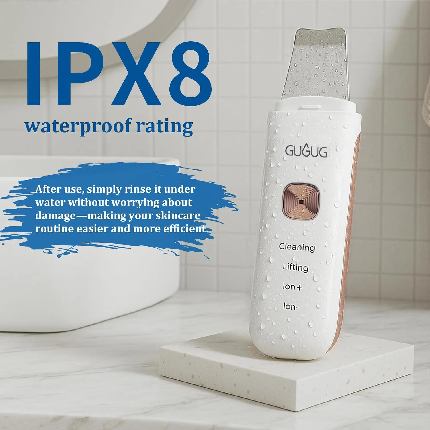 GUGUG Waterproof Skin Scrubber 4-in-1 Facial Spatula Pore Cleaner for Face