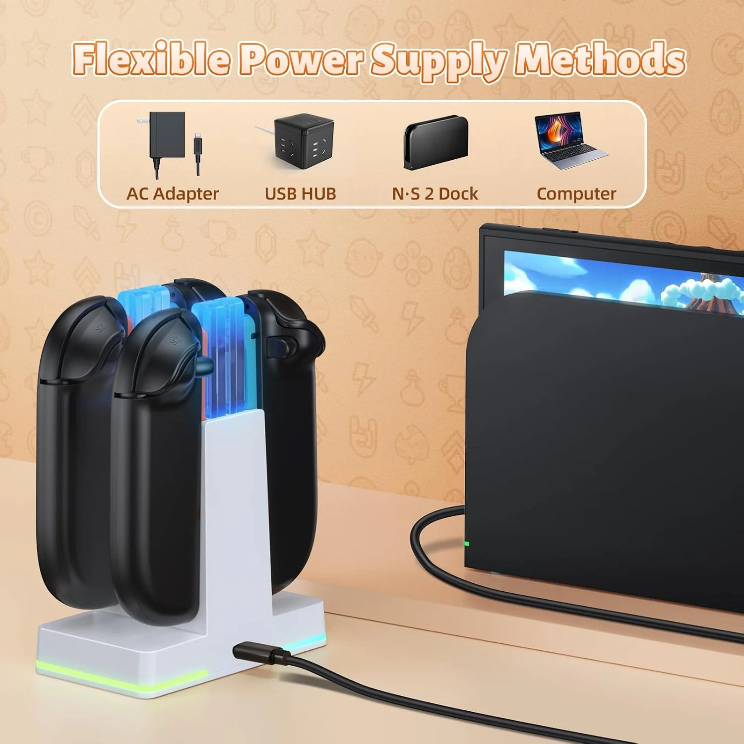 FASTSNAIL Switch 2 Controller Charger Dock for Nintendo Switch 2 for JoyCon