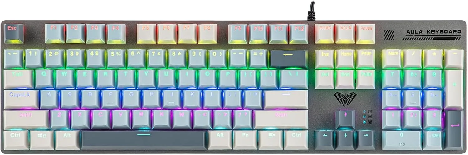 Teclado Gamer MechLands Aula S500 Mecánico Cableado Azul