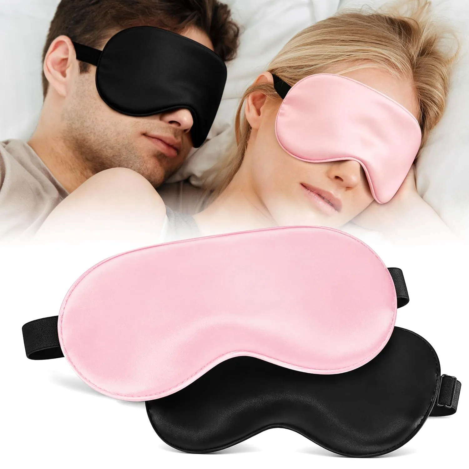 2 Pack Cooling Eye Mask for Puffy Eyes, Migraine Relief, Black & Pink