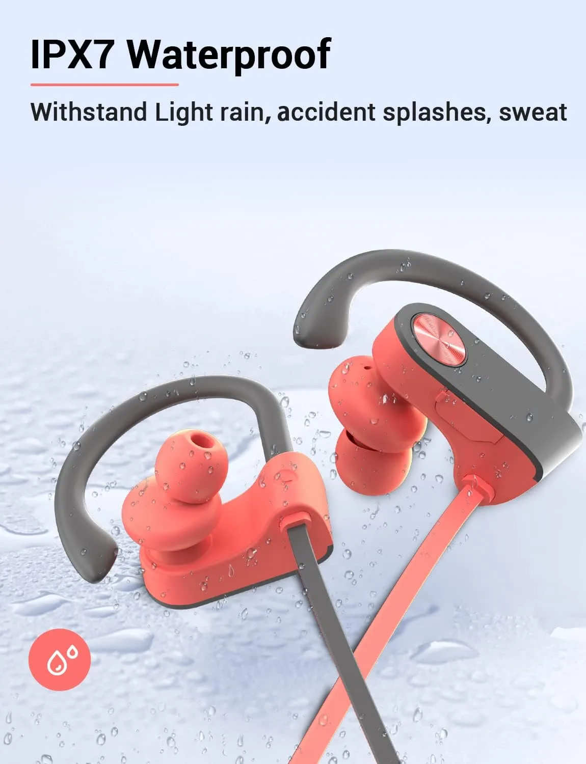 Bluetooth 5.3 Headphones, Wireless Sports In-Ear Earbuds IPX7 Waterproof