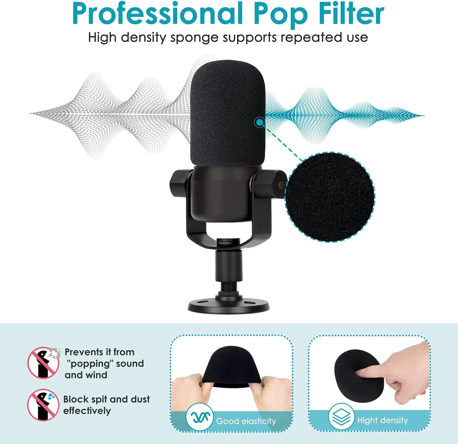 YOUSHARES Rode Podmic Stand with Pop Filter - Microphone Boom Arm with Foam Windscreen Improve Recording Quality