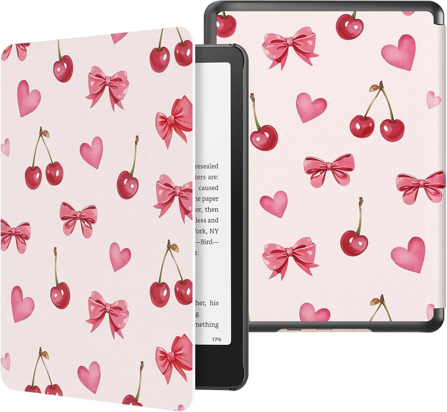 MoKo Case for 7" Kindle Paperwhite 12th Gen 2024/Colorsoft, Cherry Bow