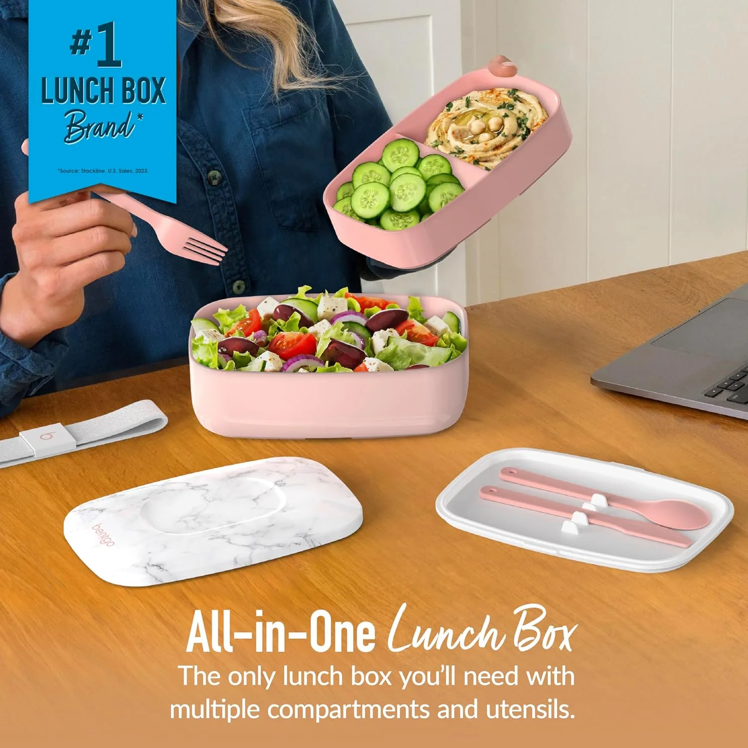 Bentgo Classic Stackable 3-Compartment Adult Bento-Style Lunch Box