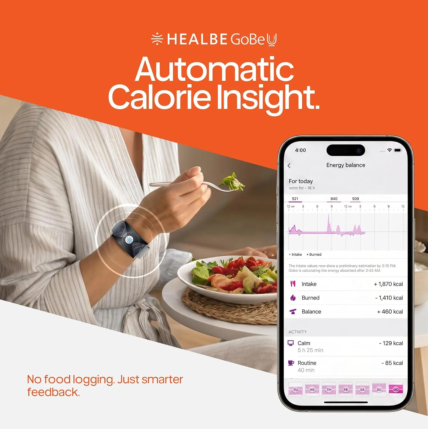 HEALBE Start Control 2 Kit: Automatic Calorie Intake Smart Band HEALBE GoBe U (Grey) & Smart Floor Scales HEALBE Scale with Body Composition Analysis (White)