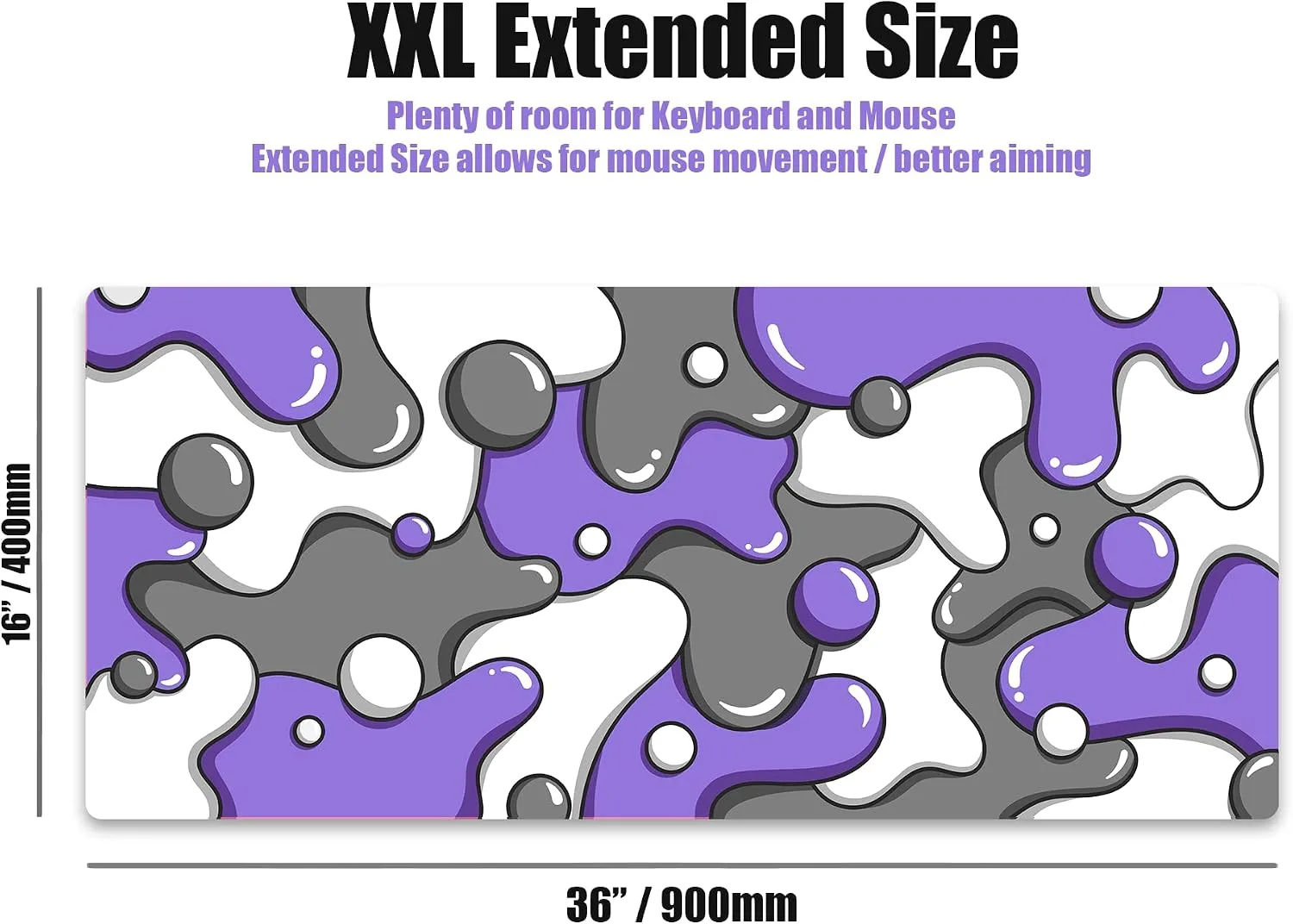 Kraken Gaming Mouse Pad Large Purple XXL Mouse Pad for Gaming - Desk Mat for Keyboard - Thick Artisan Mousepad for Desk (Lavender Drip)