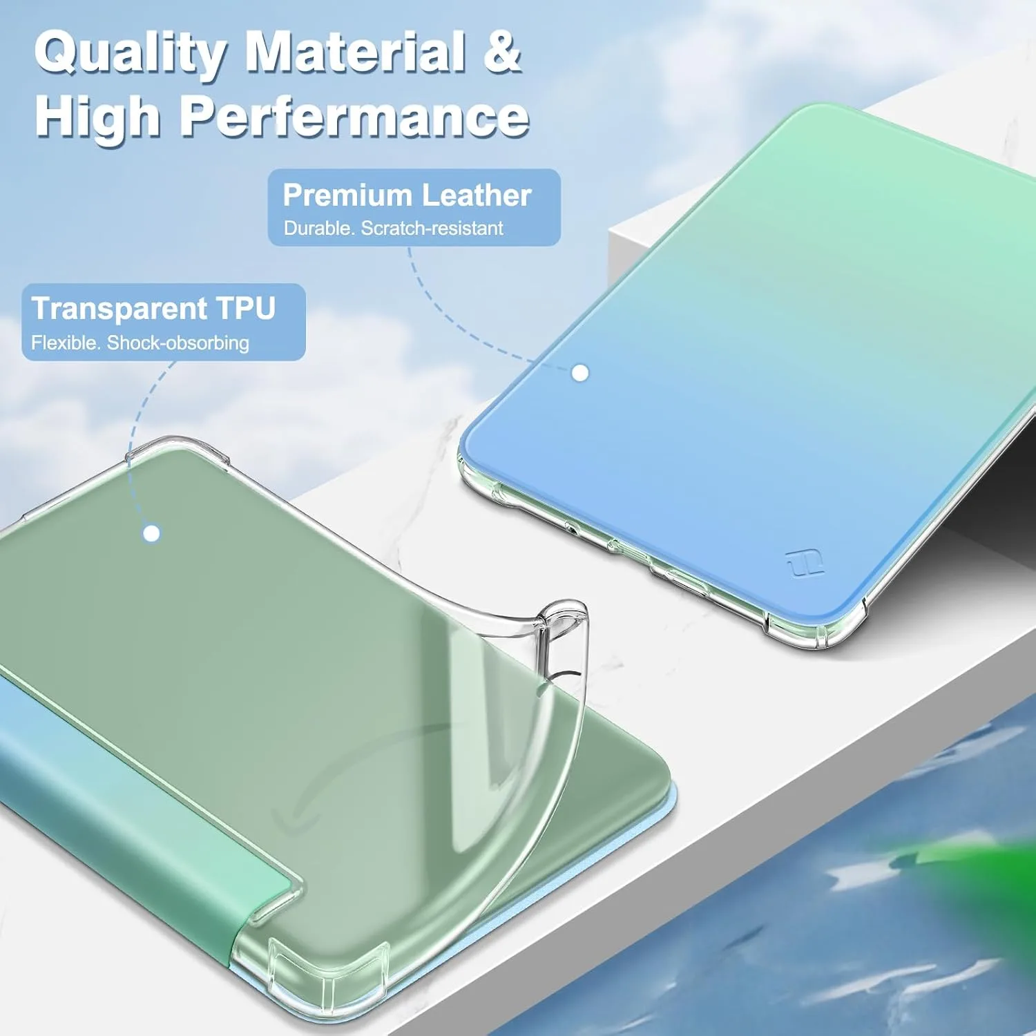 Fintie Slim TPU Case for 6" Kindle 11th Generation 2024/2022, Seaside Ombre