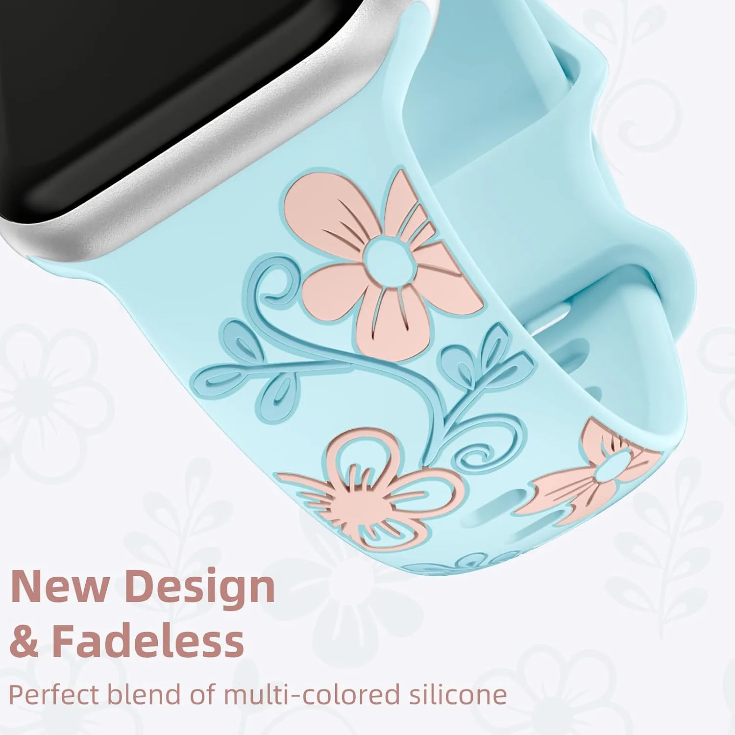 Witzon Floral Silicone Band Compatible with Apple Watch Bands For Women