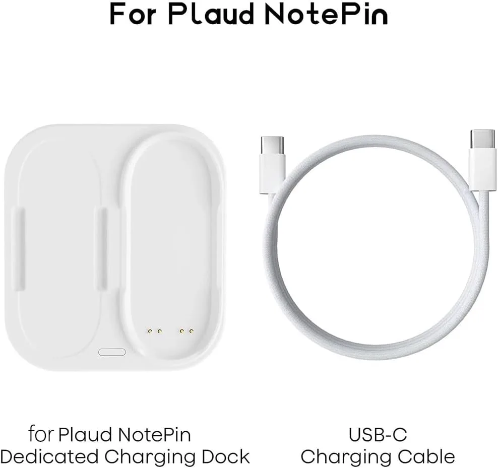 2-in-1 Magnetic Charging Dock for PLAUD NotePin S Voice Recorder with USB-C Braided Cable, Fast Charging Replacement Accessory for NotePin AI Voice Recorder