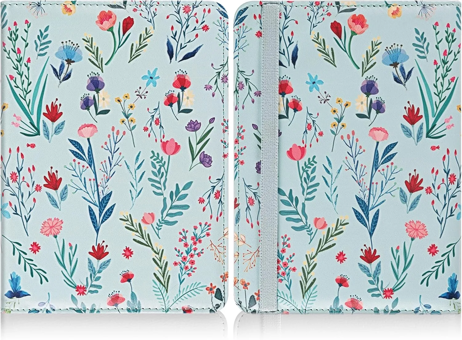 HoYiXi Universal Case for 6 inch Kindle eReader Compatible with Paperwhite(2015/2018)/Pocketbook and Tolino/Kobo Clara HD,6" eReader Protective Case Cover Elastic Rope,Blue Flowers