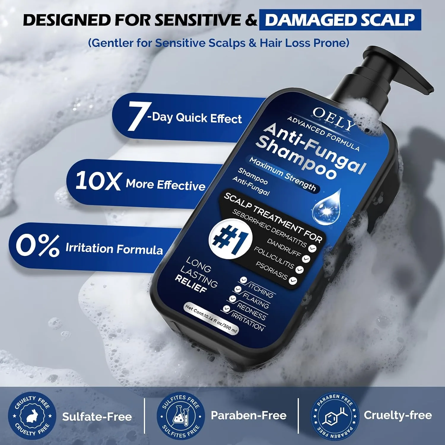 oely Antifungal Shampoo for Seborrheic Dermatitis, Folliculitis - Fresh