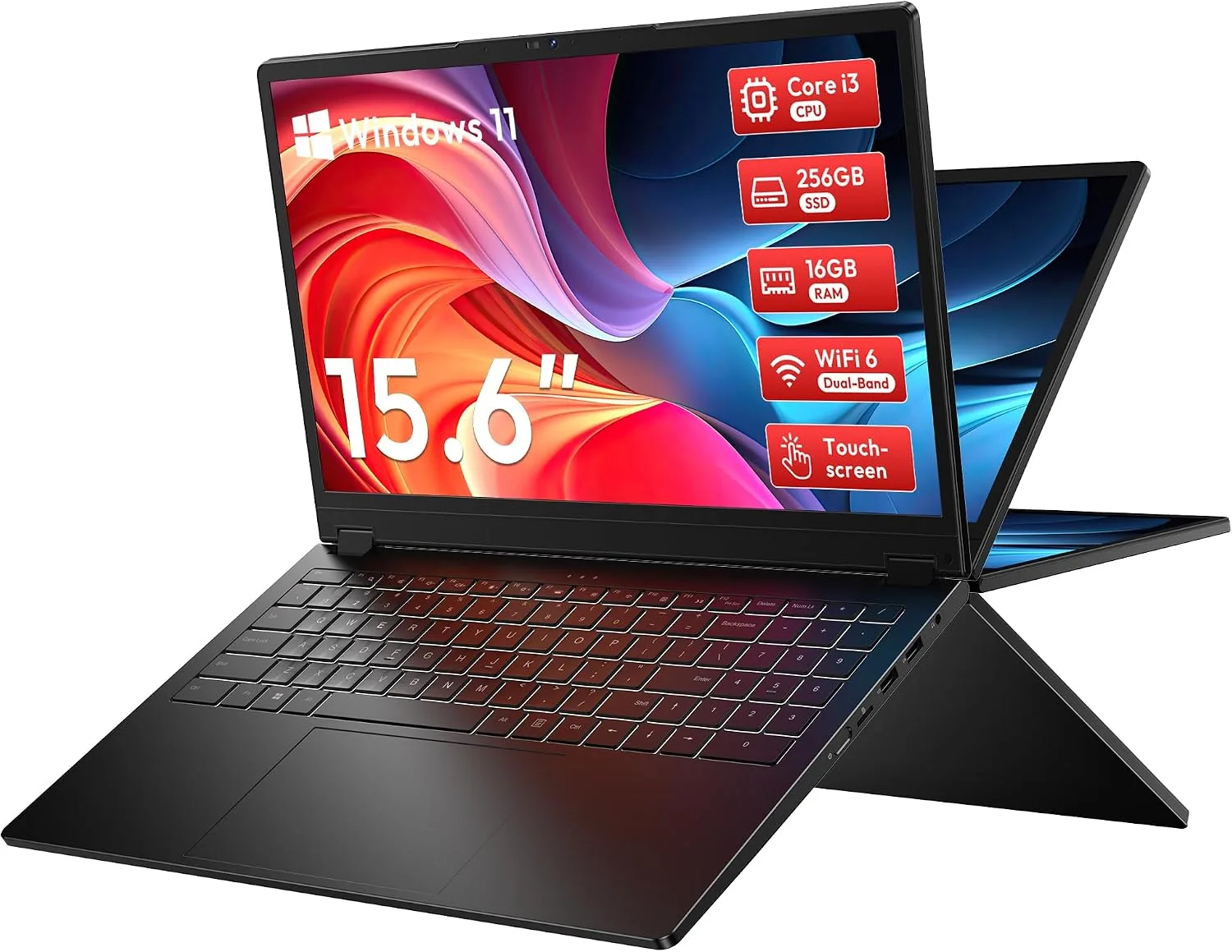 15.6" 2-in-1 Touchscreen Laptop with Windows 11, i3-10100Y, 16GB, 256GB SSD