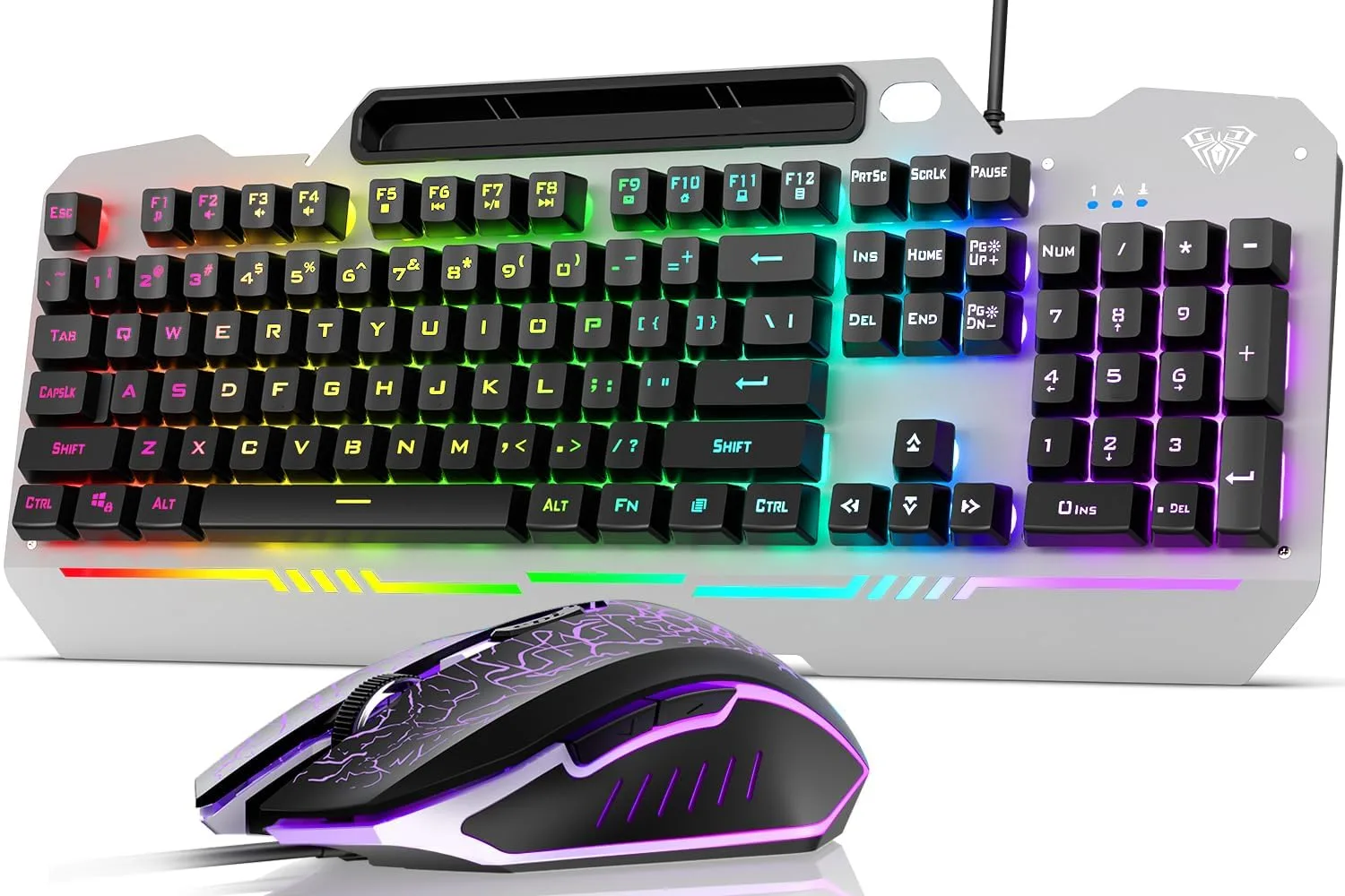 Teclado Gamer Aula F106 PRO con Mouse Cableado 104 Teclas RGB