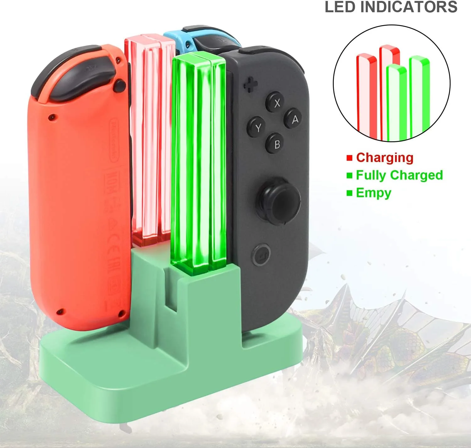 FASTSNAIL Switch Controller Charger for Nintendo Switch for JoyCons - Green