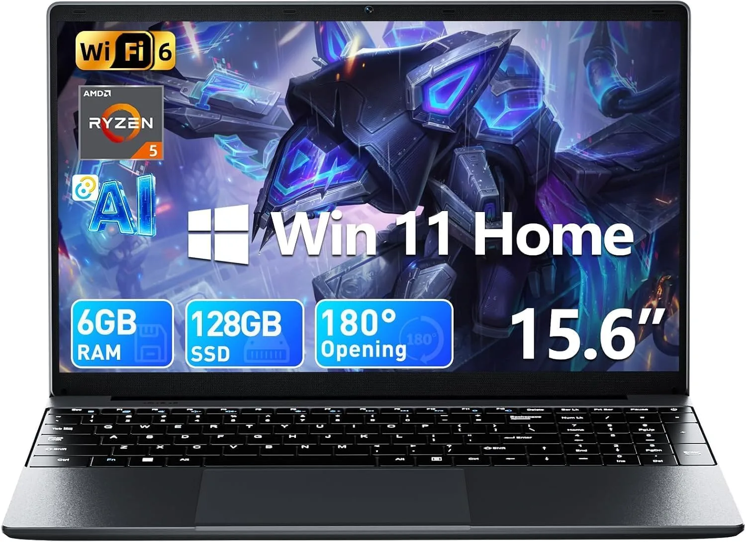 15.6'' AI Laptop with Office 365, 6GB RAM 128GB SSD