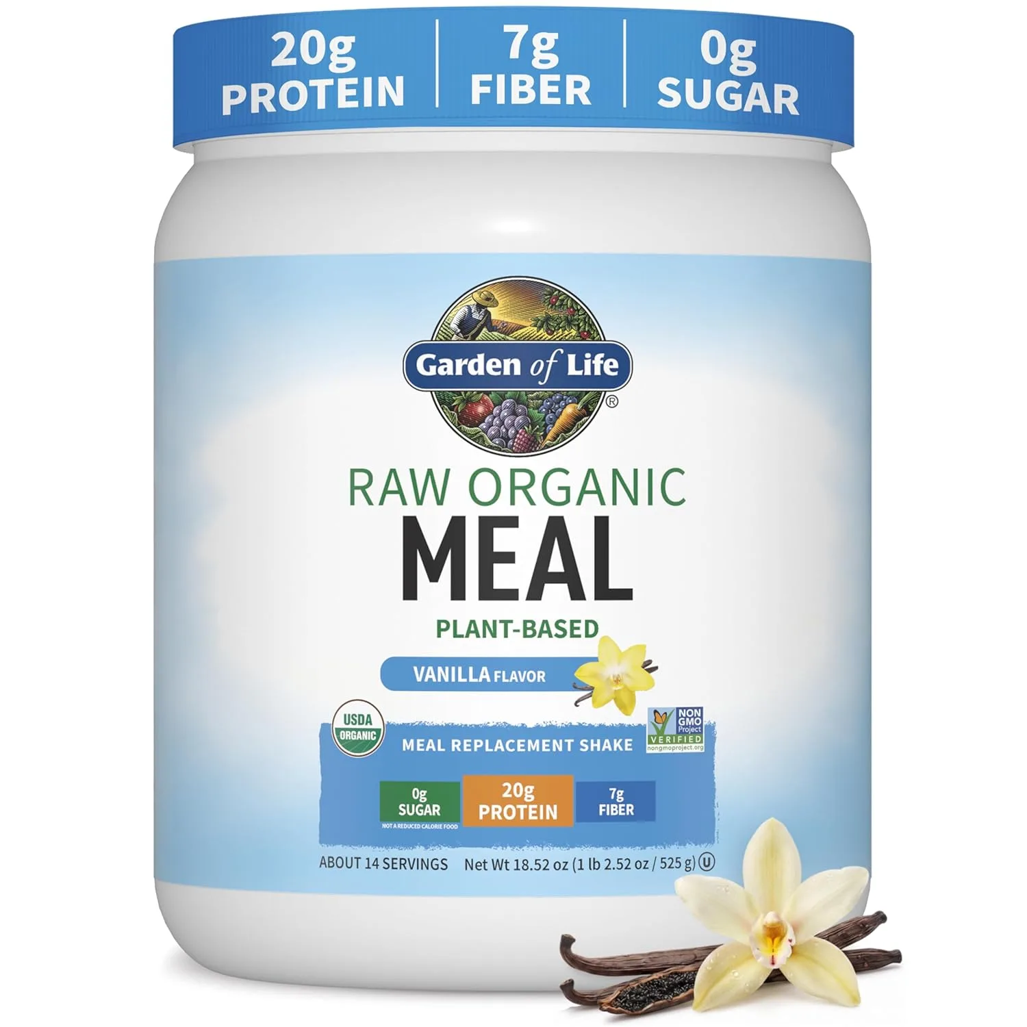 Garden of Life Raw Organic Meal Protein Powder, Vanilla, 14 Servings