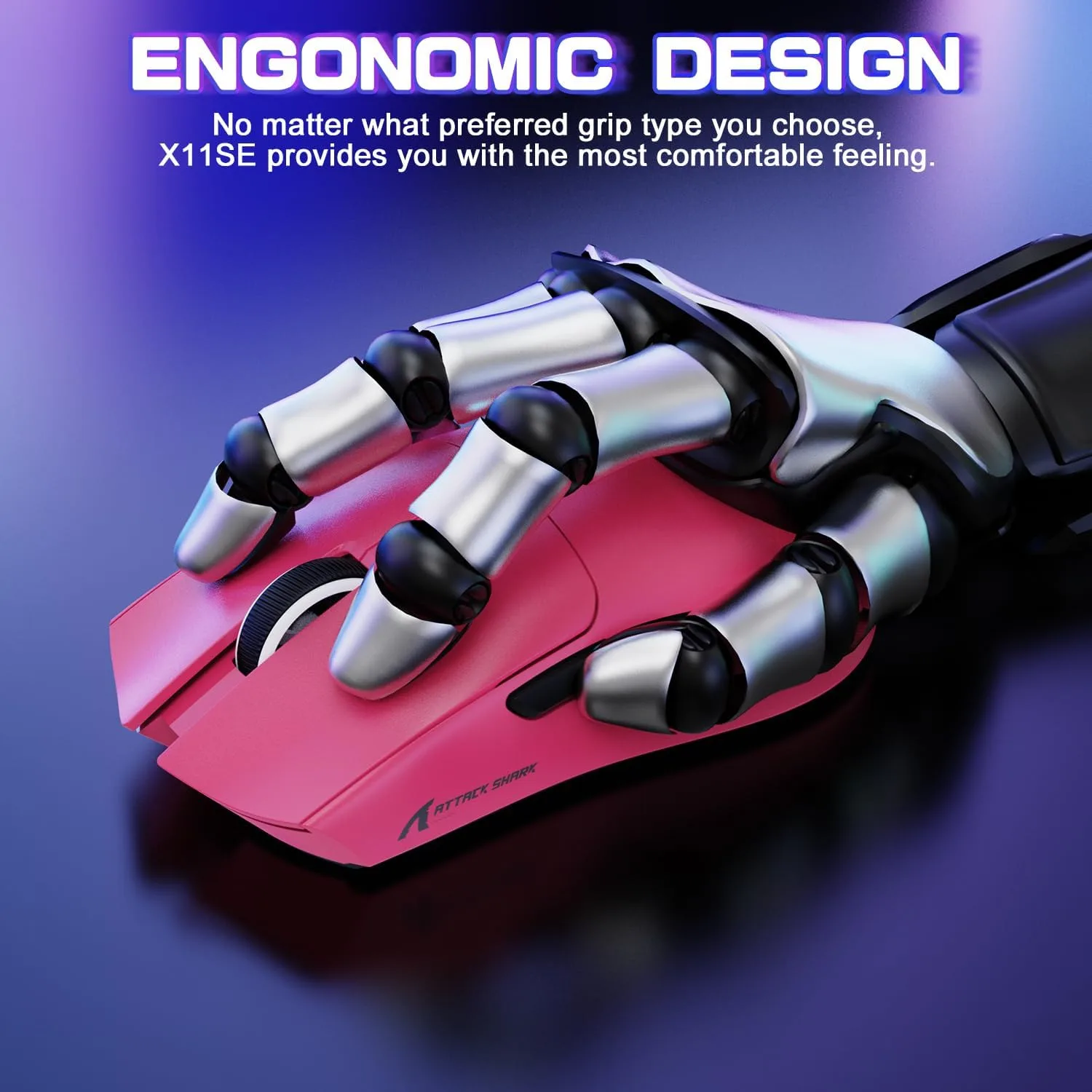 ATTACK SHARK X11 SE Ultra-Light Wireless Gaming Mouse,Berry Red