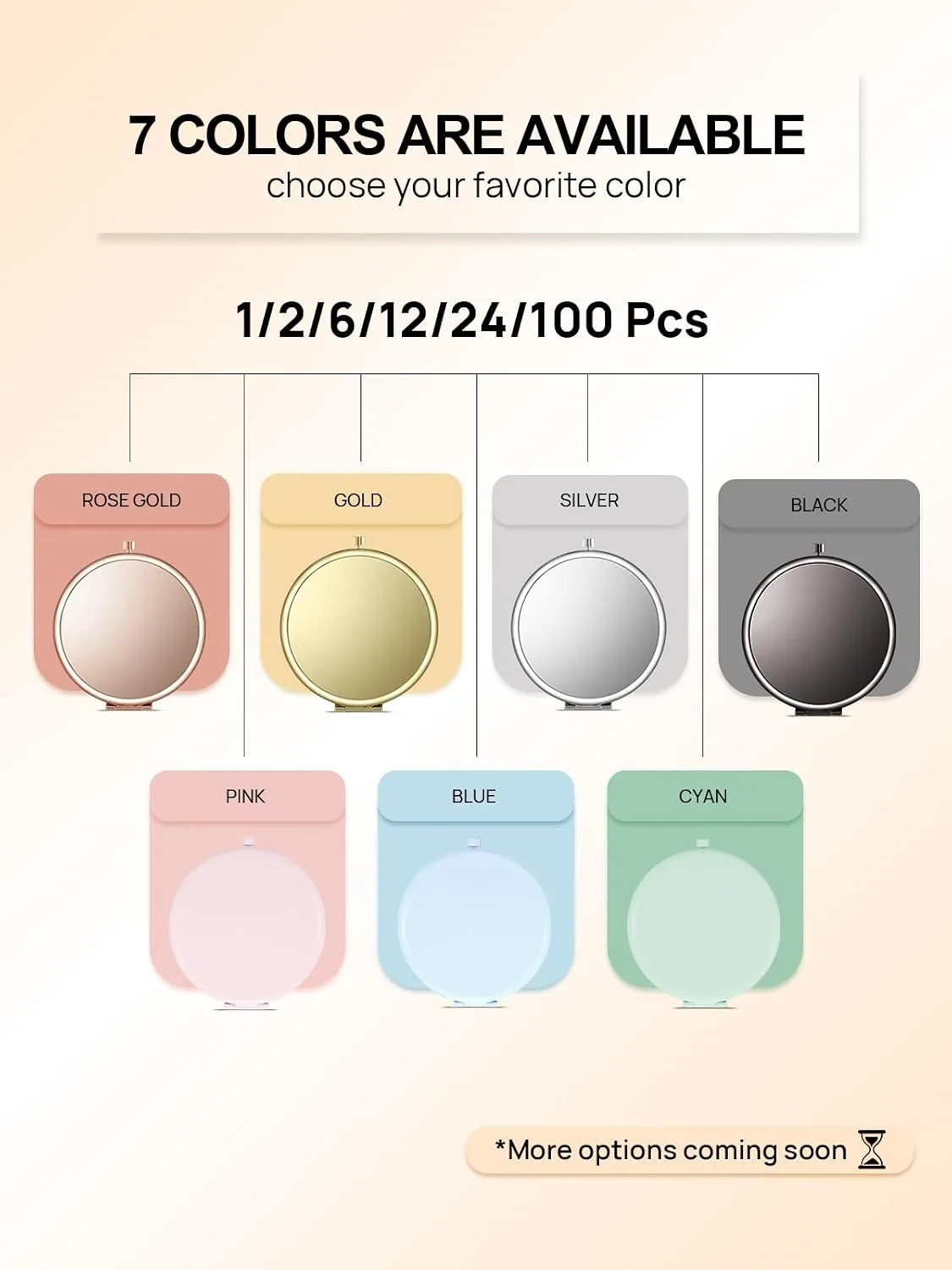 Compact Mirror, 1x/2x Magnification Pocket Mirror, Rose Gold