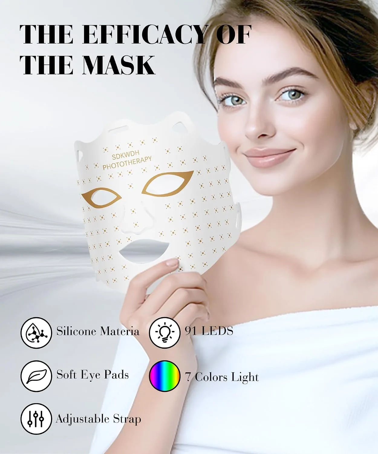 SDKWDH Red Light Therapy for Face, 850nm NIR Mask, Reduce Acne and Wrinkles