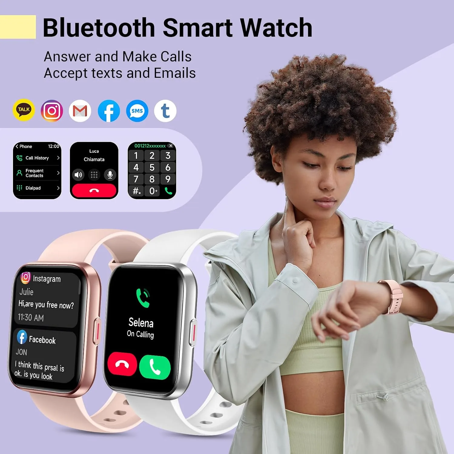 Smartwatch for Women, Compatible with Android & iPhone, 1.8'' Fitness Tracker Watch with Alexa, Call & Notification Alerts, Heart Rate & Sleep Monitor, 120 Sports Modes, Waterproof Watch for Women