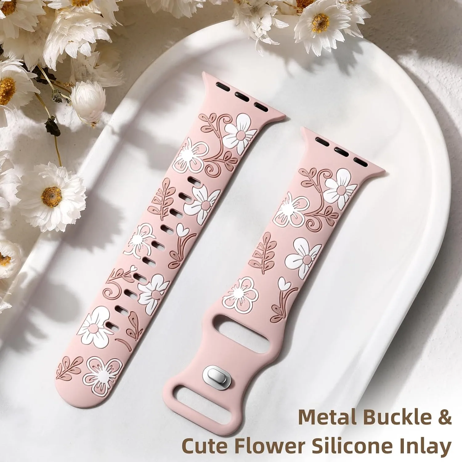 Witzon Floral Silicone Band Compatible with Apple Watch Bands For Women