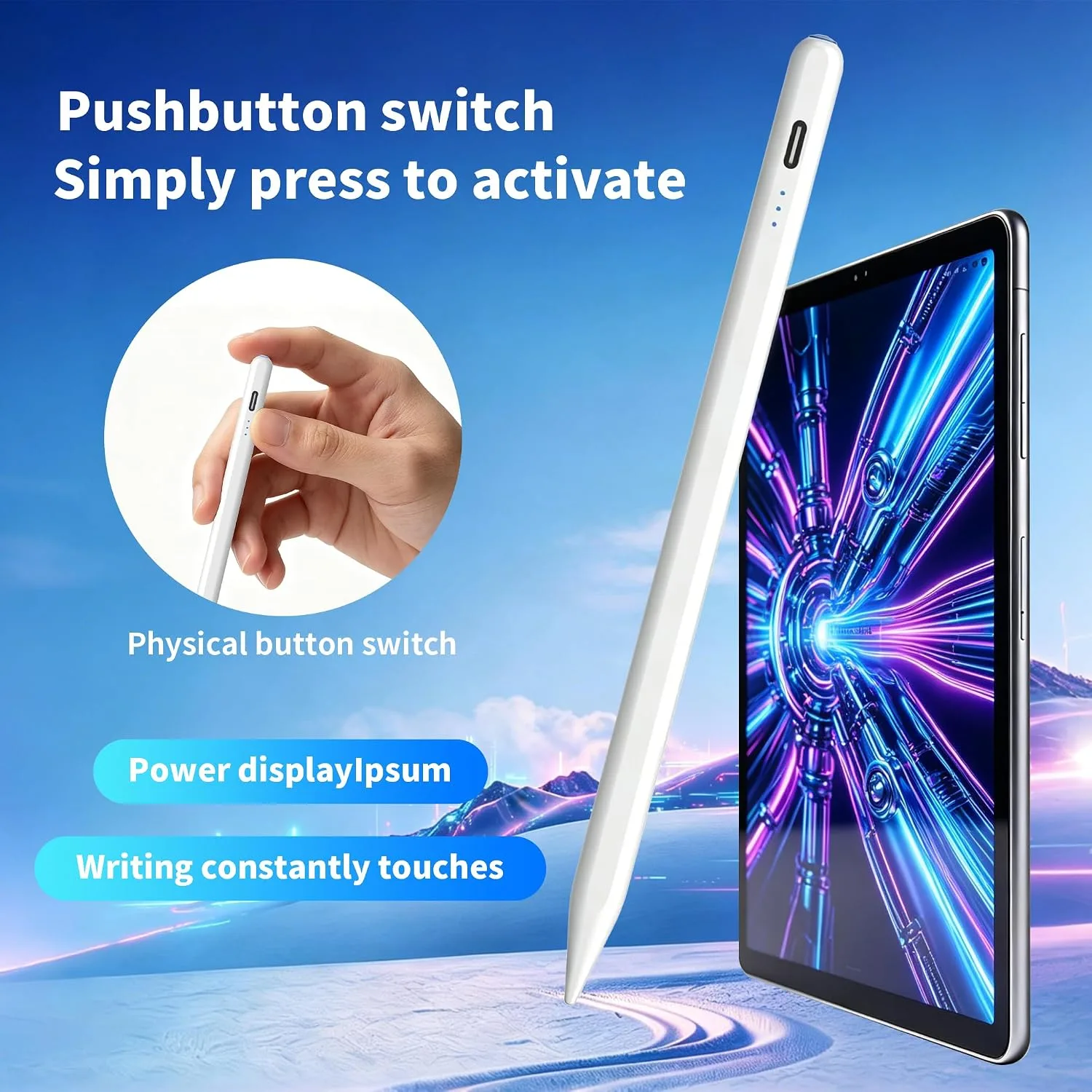 Stylus Pen Compatible with Nintendo Switch 1/2/OLED,for Amazom Max 11,HD 10 Table,Upgraded new Model, Precise Writing Pencil,Fast Charging,Auto Sleep,Button on/Off (White)