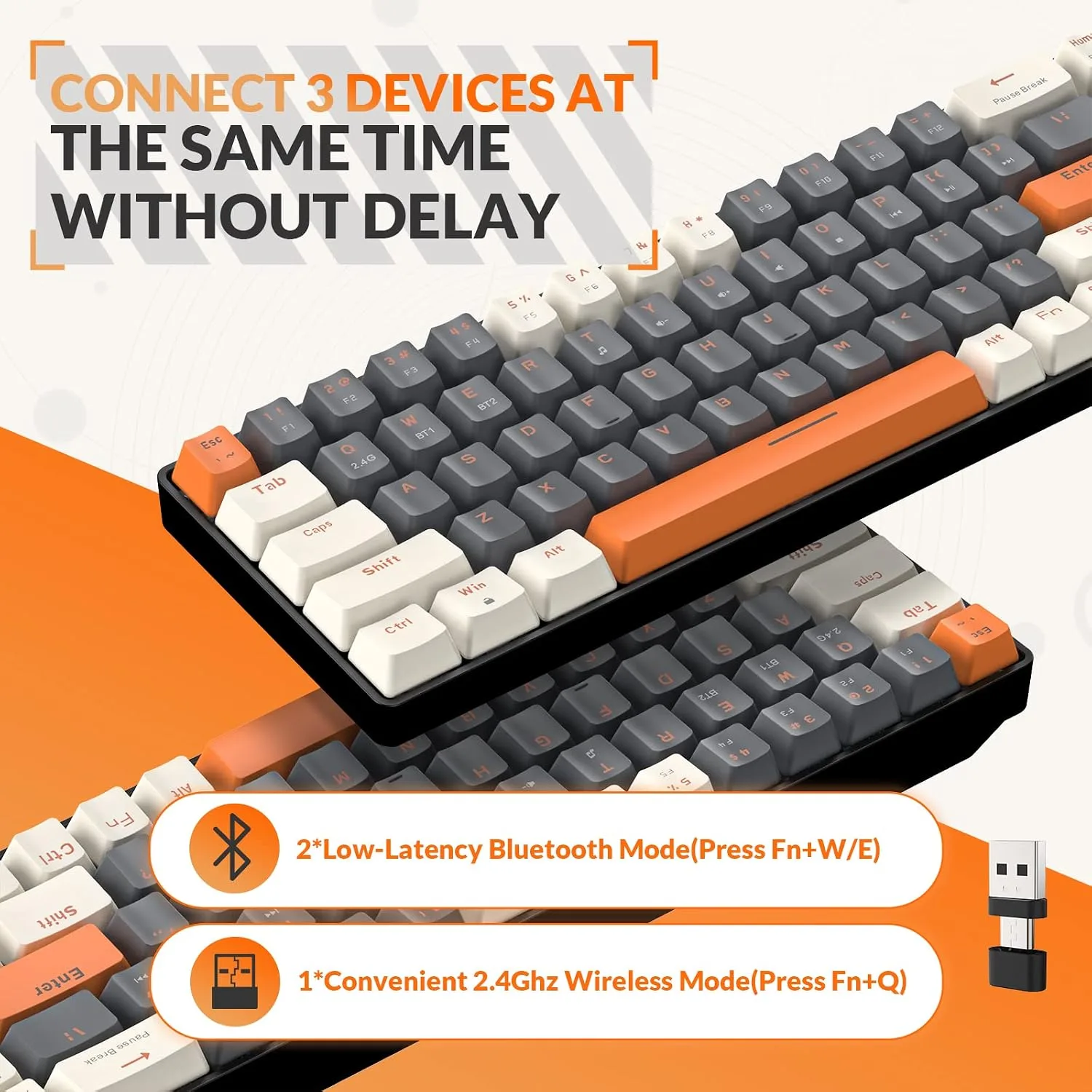 MAGIC-REFINER RK68 Compact 68 Keys Wireless Mechanical Gaming Keyboard
