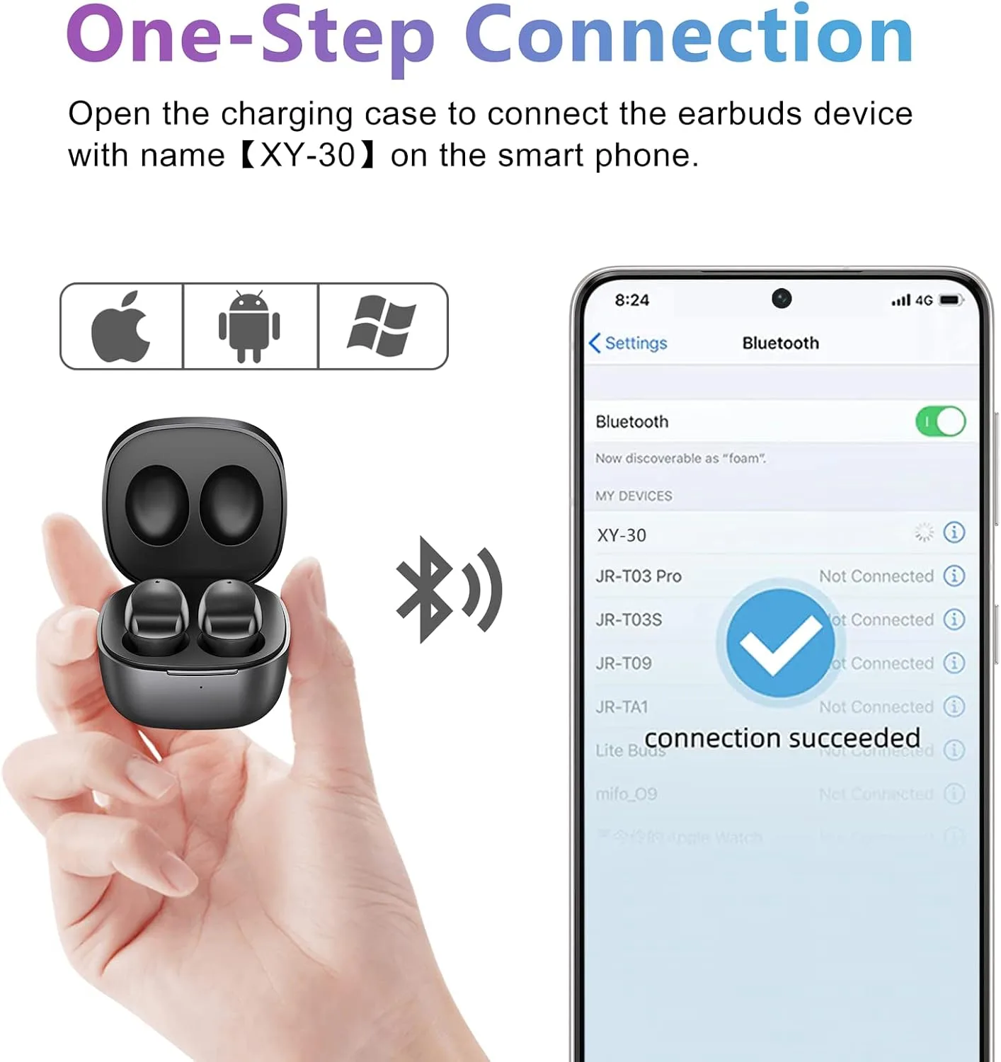 ELOVEN Wireless Earbuds Deep Bass Stereo Sound Bluetooth Earbuds 120H Black