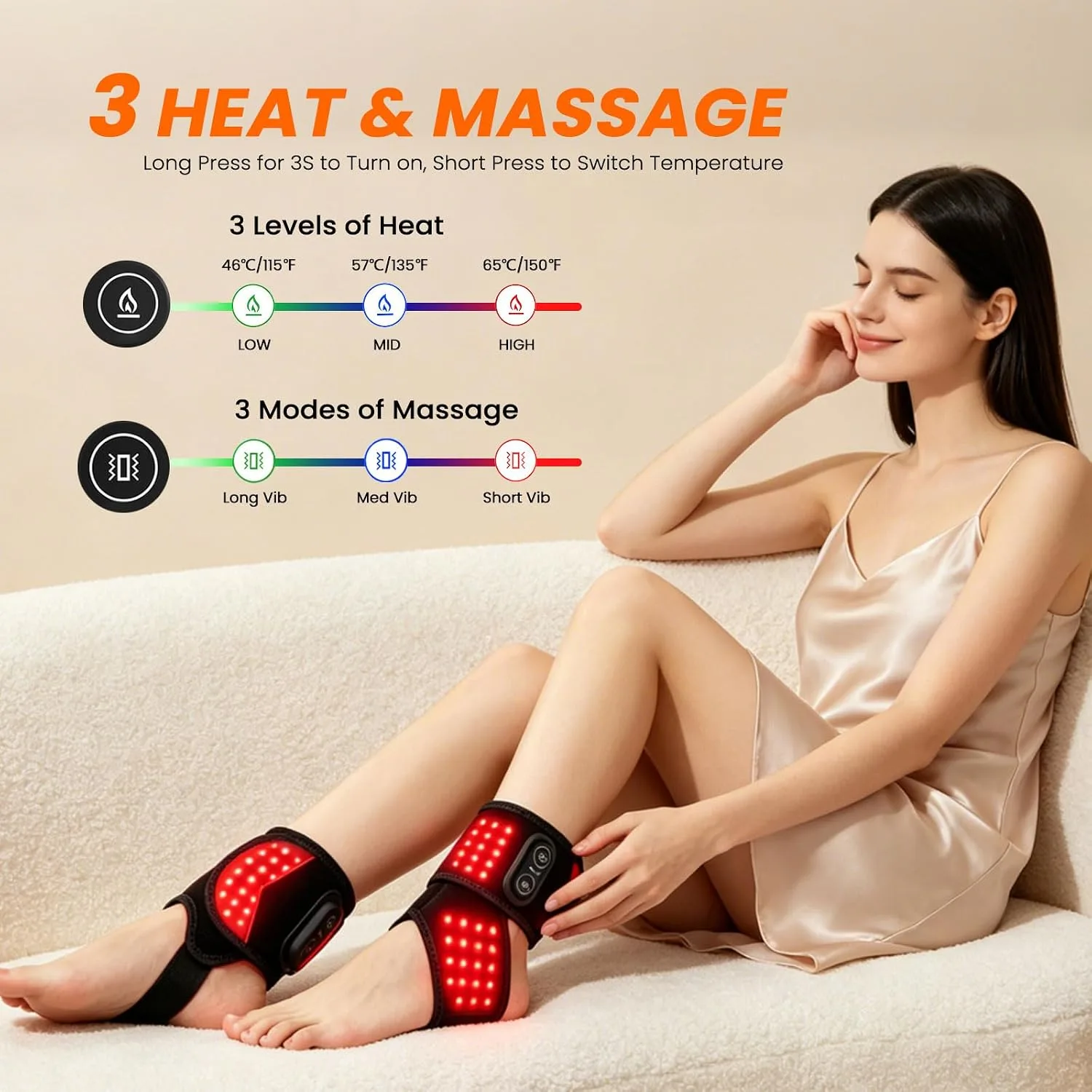 Red Light Therapy Wrap with Heating Vibration for Ankle Foot Wrist