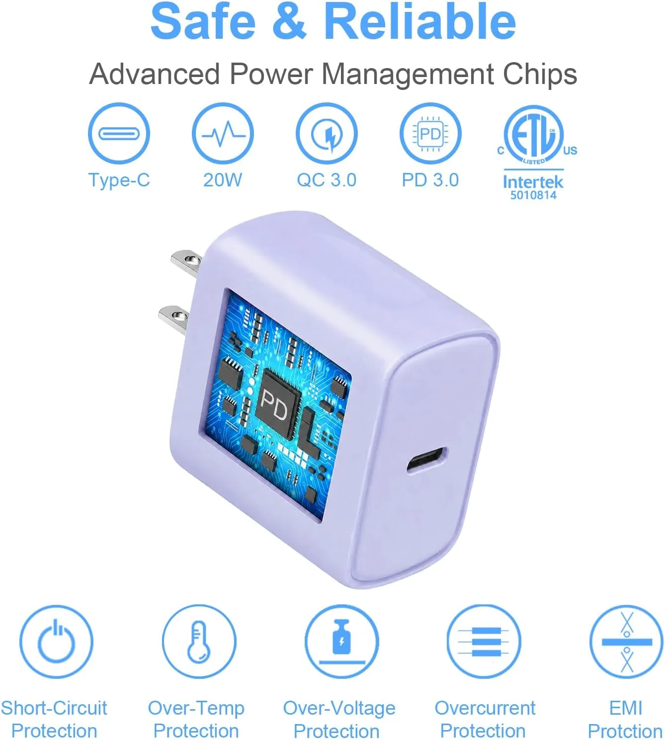 iPhone Duo Charger, iPhone 18 17 16 15 Charger Fast Charging 12FT-Purple