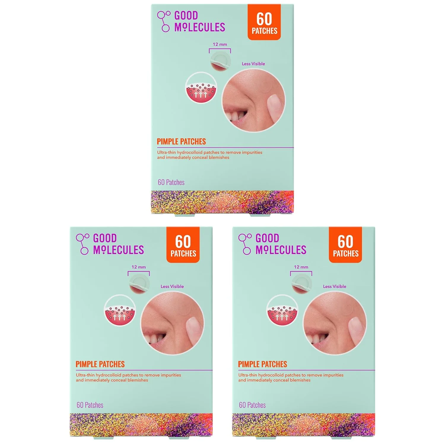 Good Molecules Pimple Patches, Hydrocolloid Patches, 180 Count (60 x 3)