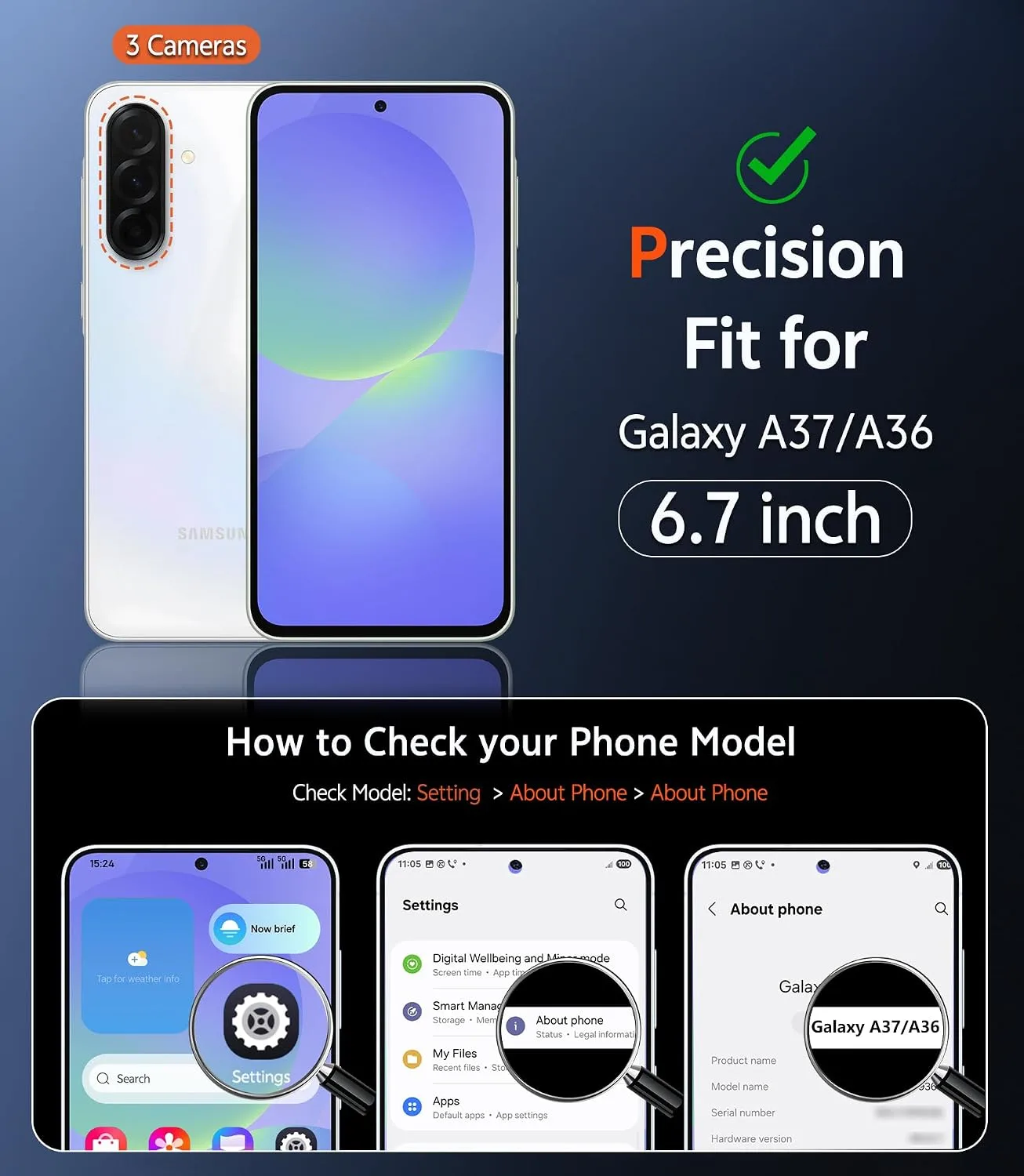 FNTCASE for Galaxy A37-5G Phone Case Samsung Galaxy A36 Clear Phonecase