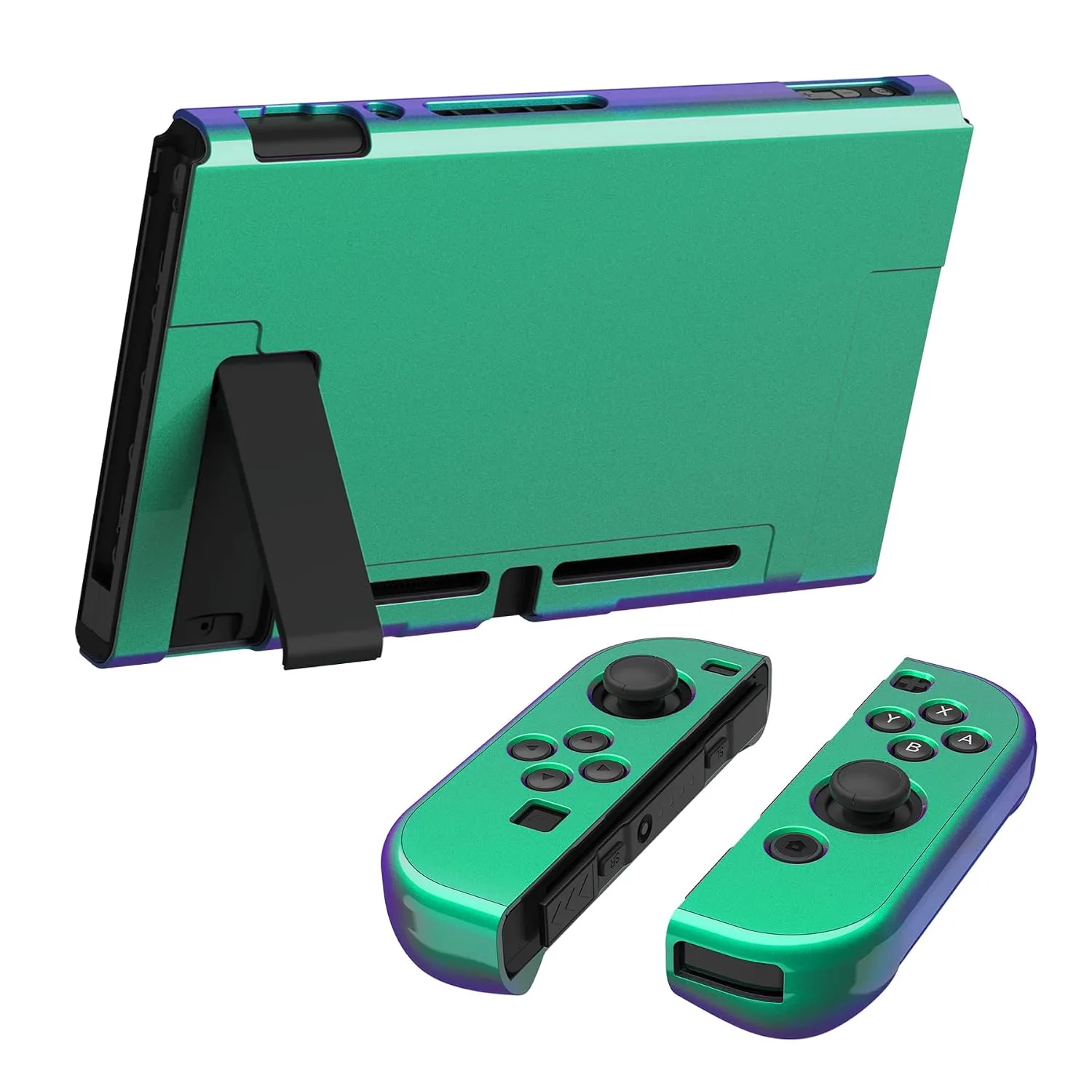 eXtremeRate PlayVital Cover for Nintendo Switch, Protective Case Protector for Switch, Shock-Absorbent Anti-Scratch Dockable Durable Hard Shell, Chameleon Green Purple (NOT for Switch 2)