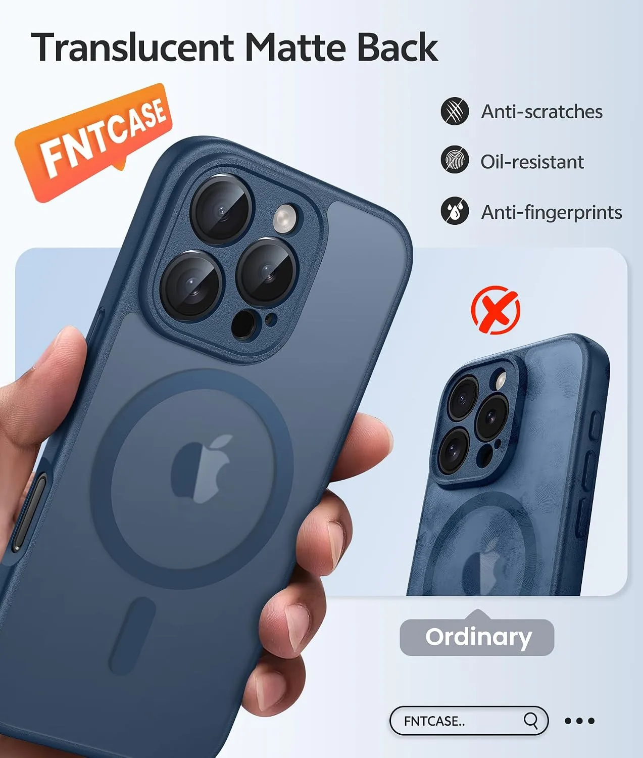 FNTCASE for iPhone 16 Pro Max Case, Fit for Magsafe, Blue