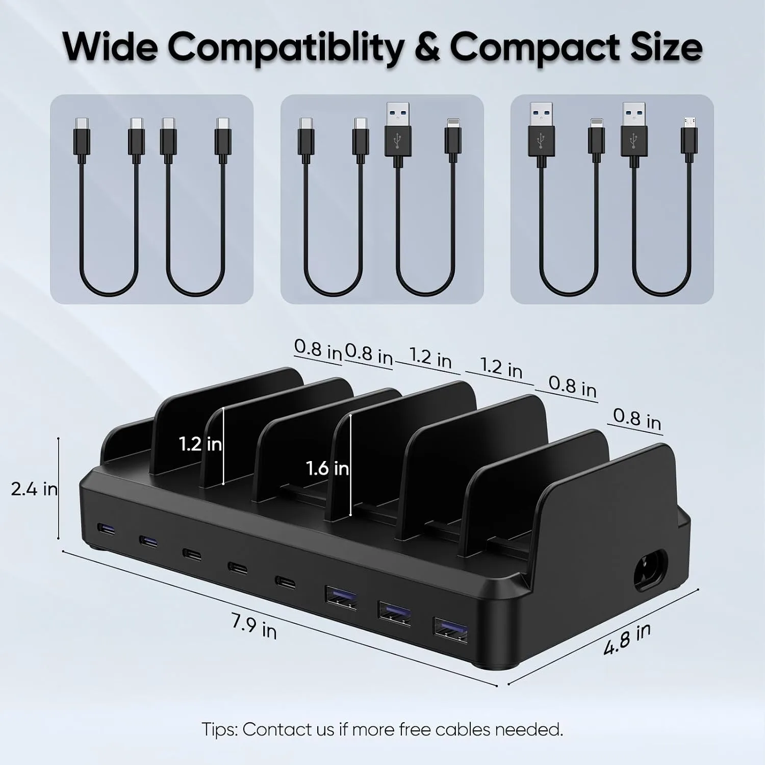 Lcssio 300W Charging Station for Multiple Devices, 8 Port Fast Charger