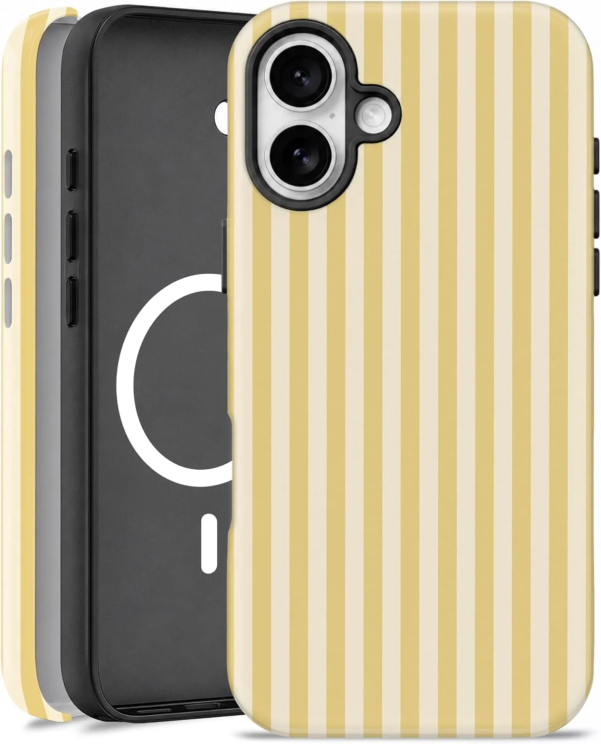 Funda magnética para iPhone 15 Elystara rayas amarillas